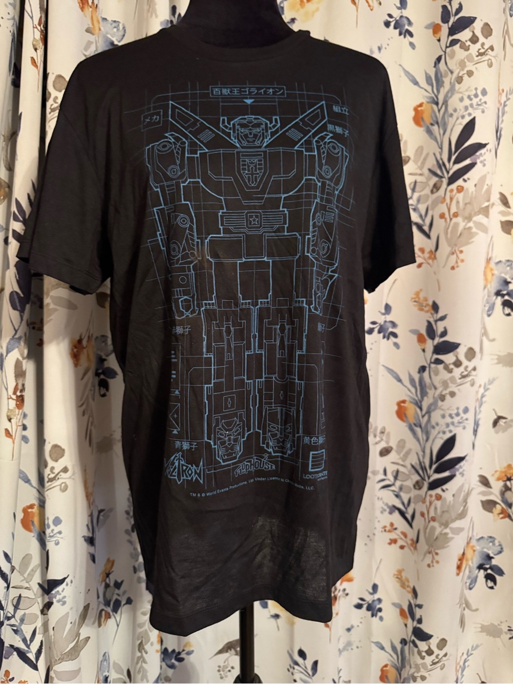 Black Graphic Robot Blueprint Tee Miester Size Large B12